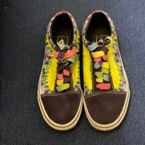 Vans (Rainbow splash with matching shoestrings)